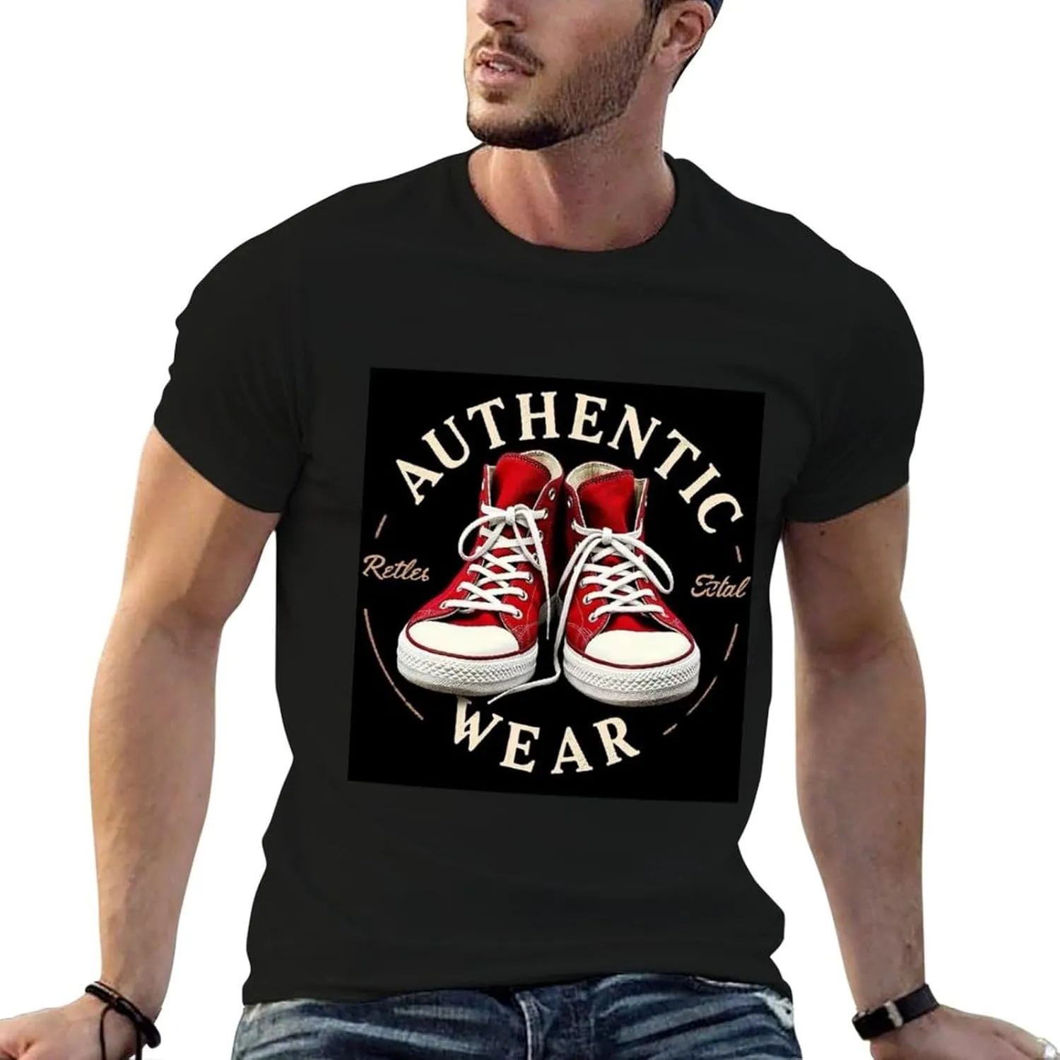 White Casual Cotton Tee for Men Summer Short Sleeve Streetwear T-Shirt Lightweight Top Weekend Wear Tee Rock 'n' Roll