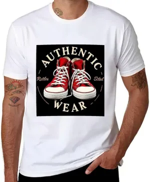 White Casual Cotton Tee for Men Summer Short Sleeve Streetwear T-Shirt Lightweight Top Weekend Wear Tee Rock 'n' Roll