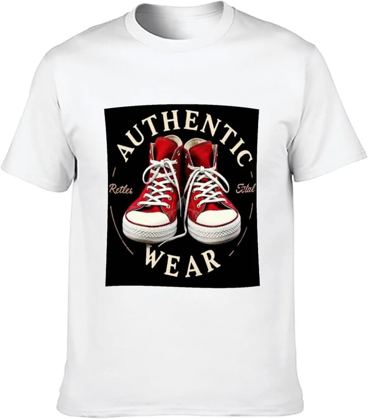 White Casual Cotton Tee for Men Summer Short Sleeve Streetwear T-Shirt Lightweight Top Weekend Wear Tee Rock 'n' Roll