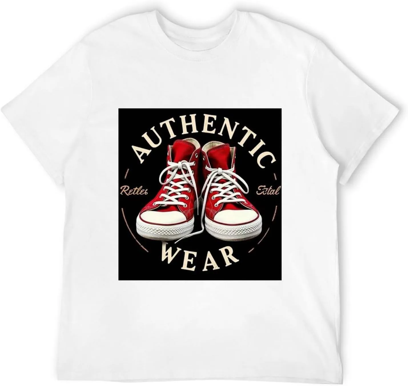 White Casual Cotton Tee for Men Summer Short Sleeve Streetwear T-Shirt Lightweight Top Weekend Wear Tee Rock 'n' Roll