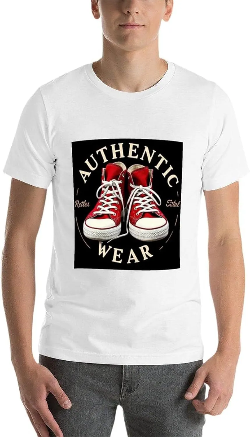 White Casual Cotton Tee for Men Summer Short Sleeve Streetwear T-Shirt Lightweight Top Weekend Wear Tee Rock 'n' Roll