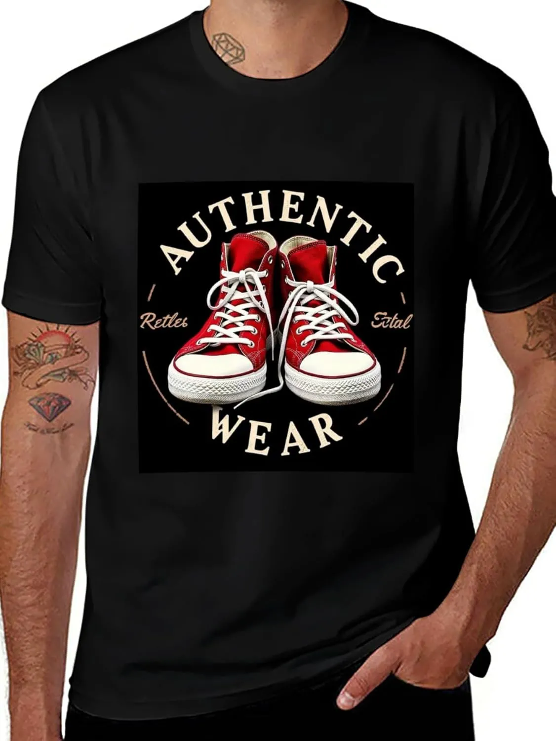 White Casual Cotton Tee for Men Summer Short Sleeve Streetwear T-Shirt Lightweight Top Weekend Wear Tee Rock 'n' Roll