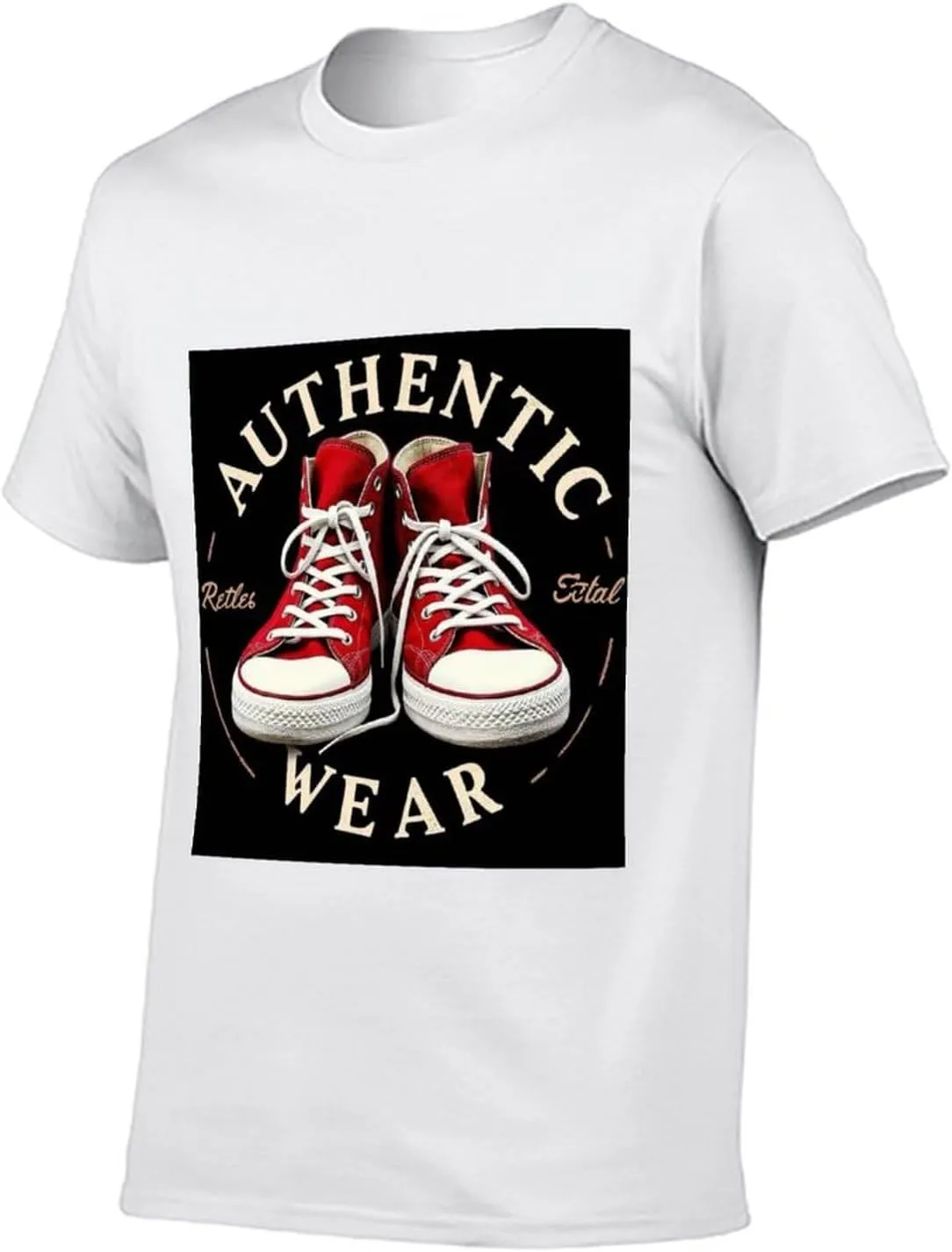 White Casual Cotton Tee for Men Summer Short Sleeve Streetwear T-Shirt Lightweight Top Weekend Wear Tee Rock 'n' Roll