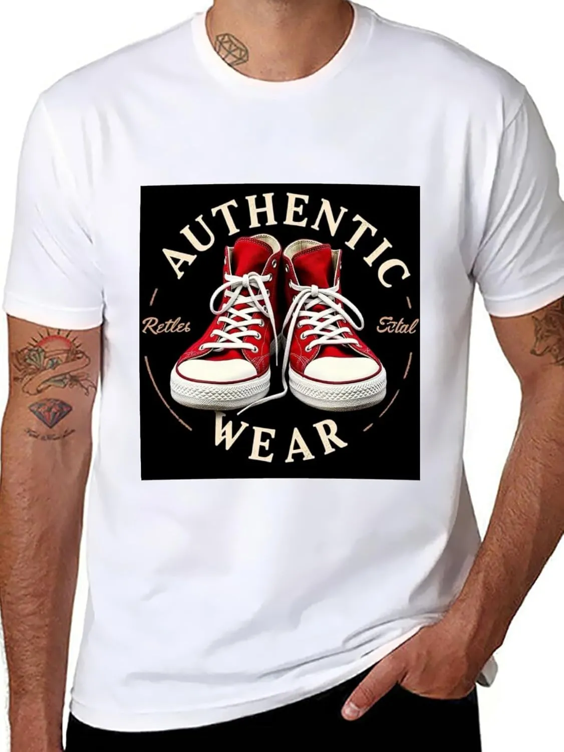 White Casual Cotton Tee for Men Summer Short Sleeve Streetwear T-Shirt Lightweight Top Weekend Wear Tee Rock 'n' Roll