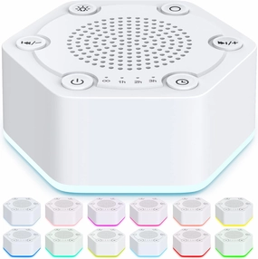 White Noise Sound Machines with High Fidelity 30 Unique Non-Looping Soothing Sounds 12 Colors Night Light 4 Timers 10-Level Brightness 32-Level Volume and Memory Function