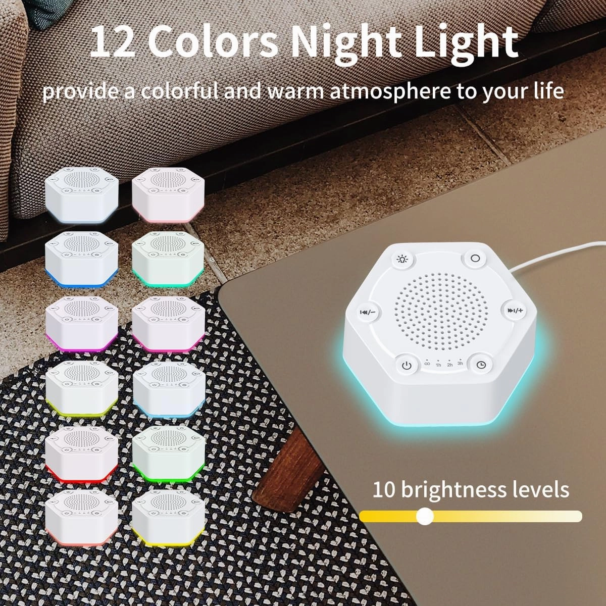 White Noise Sound Machines with High Fidelity 30 Unique Non-Looping Soothing Sounds 12 Colors Night Light 4 Timers 10-Level Brightness 32-Level Volume and Memory Function