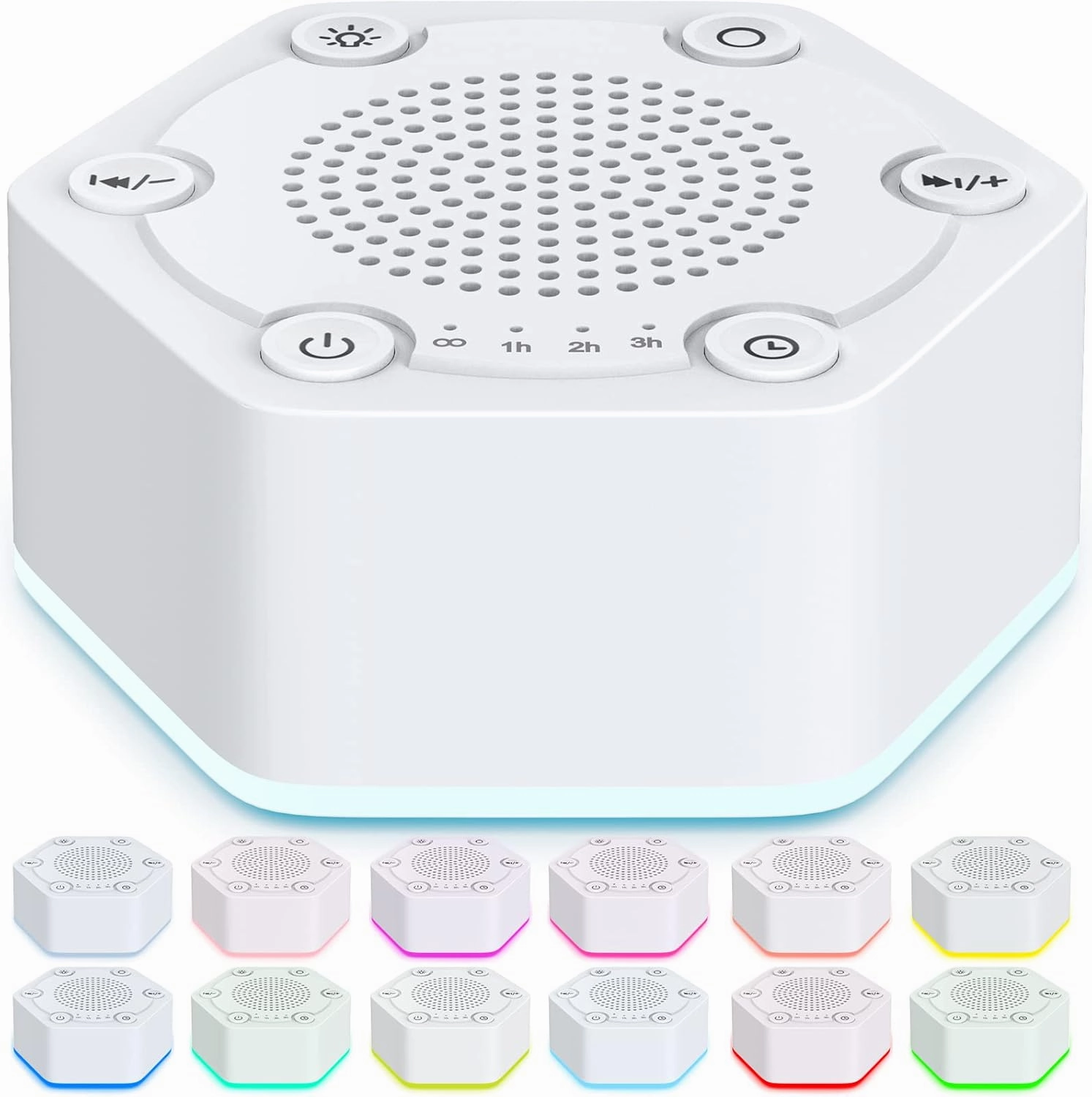 White Noise Sound Machines with High Fidelity 30 Unique Non-Looping Soothing Sounds 12 Colors Night Light 4 Timers 10-Level Brightness 32-Level Volume and Memory Function