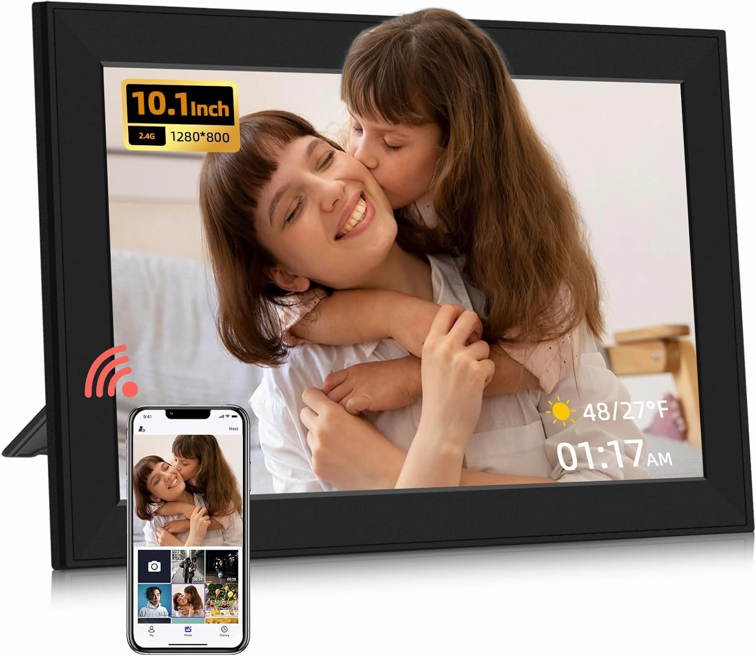 WiFi Digital Picture Frame 10.1 Inch Smart Photo Frame with1280 * 800 HD IPS Touch Screen,Share Photos/Videos Instantly via App from Anywhere Best Gifts for Birthday Wedding Mom