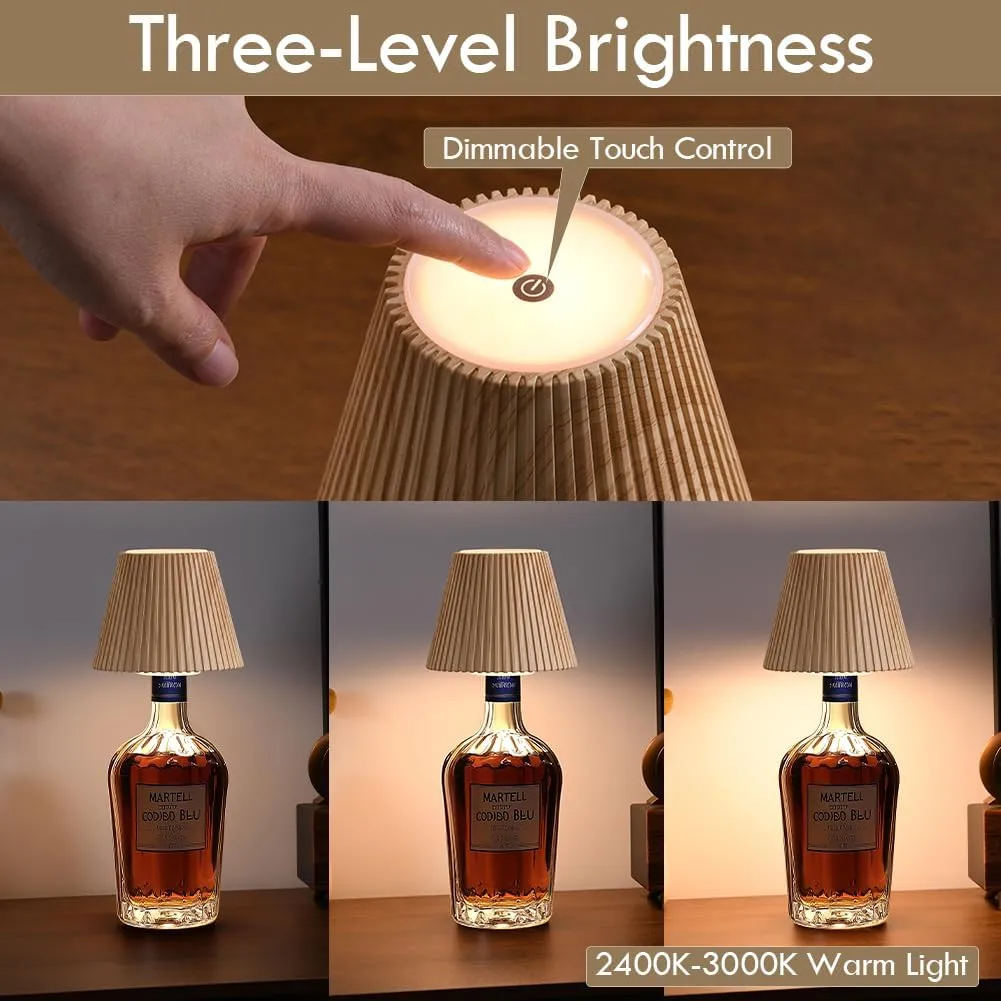 WILIT Wireless Bottle Lamp Shades, 3-Level Brightness Wine Bottle Lights for Liquor Bottles,Cordless Battery Operated Lamp for Living Room, Home Bar Decor, Gifts for Mom Women Men