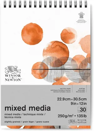 Winsor & Newton Professional Mixed Media Pad, 9" x 12", 30 Sheets, 250gsm, White