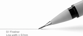 Winsor & Newton Fineliner Fine Point Pen, 0.1mm Tip, Black (Pack of 2)
