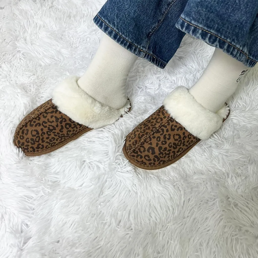 Winter Plush Slippers for Women– Leopard, Western Cowboy, Cow Print Designs – Warm Plush Lining, Durable Rubber Sole Indoor Outdoor