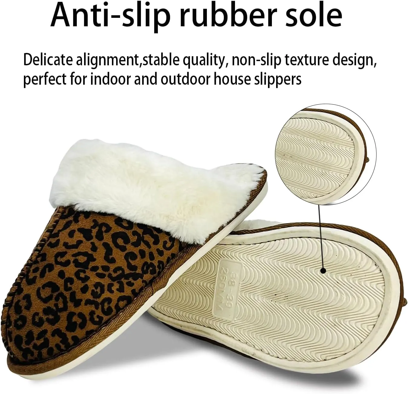 Winter Plush Slippers for Women– Leopard, Western Cowboy, Cow Print Designs – Warm Plush Lining, Durable Rubber Sole Indoor Outdoor