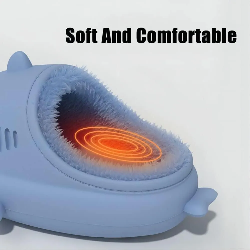 Winter Shark Slides, Plush Warm Shark Slides, Animal Slippers Warm Non-slip Soft Comfy Fluffy Cloud Shark Slides
