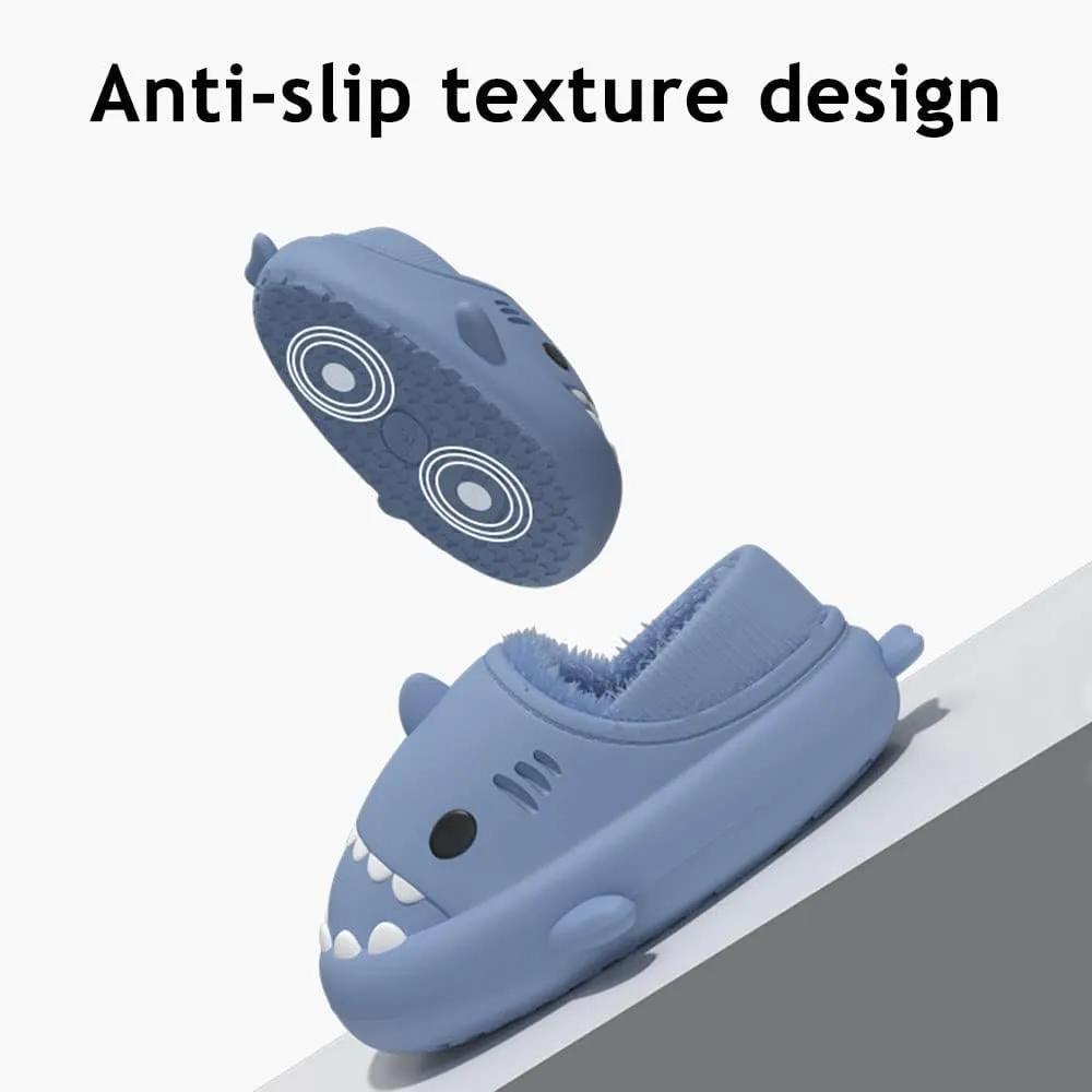 Winter Shark Slides, Plush Warm Shark Slides, Animal Slippers Warm Non-slip Soft Comfy Fluffy Cloud Shark Slides