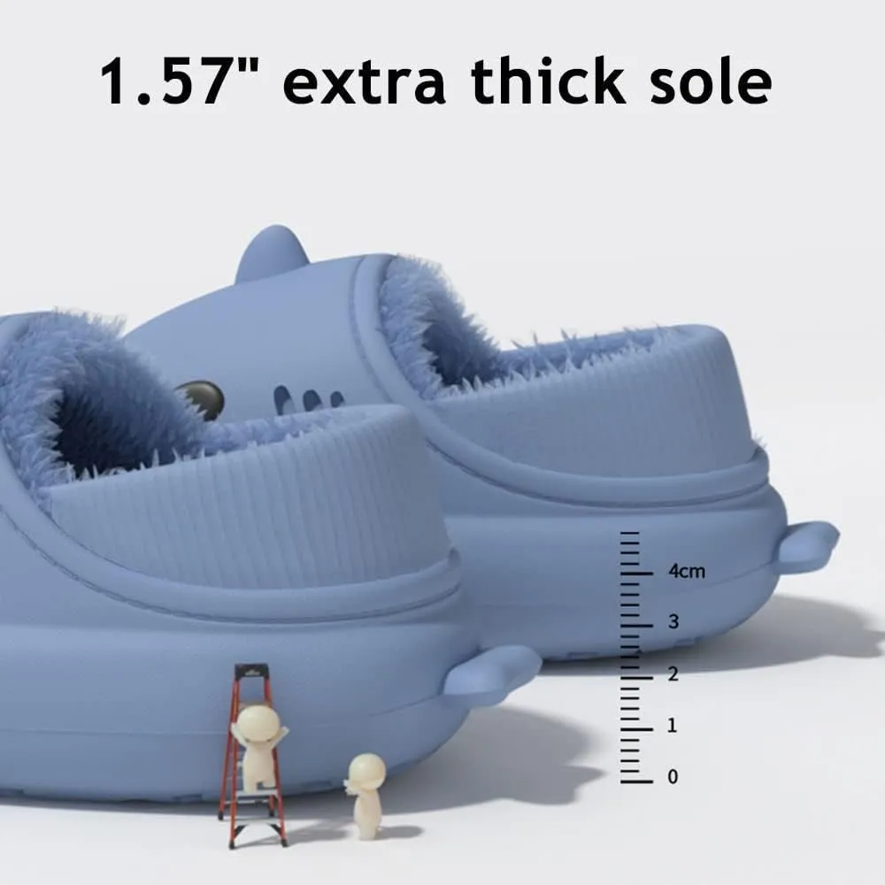 Winter Shark Slides, Plush Warm Shark Slides, Animal Slippers Warm Non-slip Soft Comfy Fluffy Cloud Shark Slides