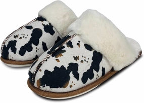 Winter Plush Slippers for Women– Leopard, Western Cowboy, Cow Print Designs – Warm Plush Lining, Durable Rubber Sole Indoor Outdoor