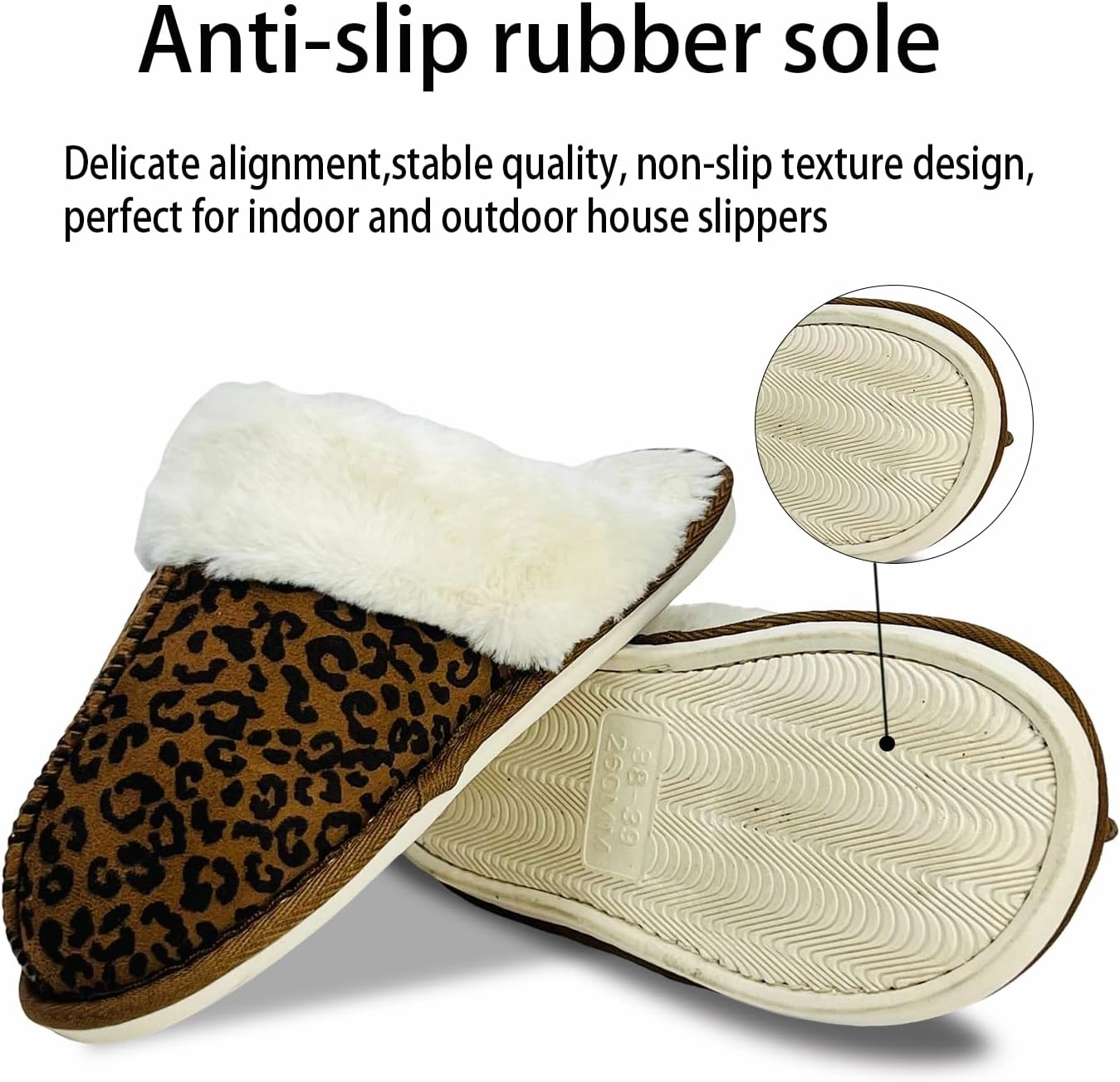 Winter Plush Slippers for Women– Leopard, Western Cowboy, Cow Print Designs – Warm Plush Lining, Durable Rubber Sole Indoor Outdoor