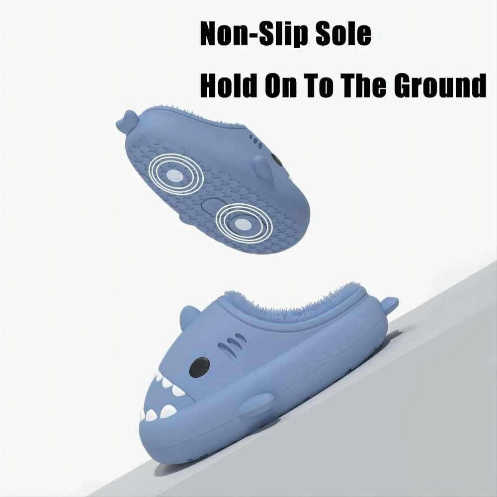 Winter Shark Slides, Plush Warm Shark Slides, Animal Slippers Warm Non-slip Soft Comfy Fluffy Cloud Shark Slides