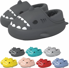 Winter Shark Slides, Plush Warm Shark Slides, Animal Slippers Warm Non-slip Soft Comfy Fluffy Cloud Shark Slides