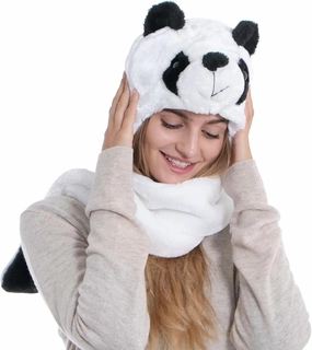 Winter Warm Plush Faux Fur Animal Paws Hat Hoods Gloves Scarf