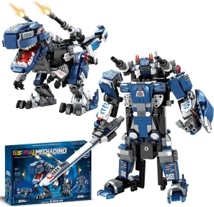 WISEPLAY 3-in-1 RC Mecha Dinosaur Building Set – STEM Robot Toy for Kids 10 , Transforming Model with Motor – T-Rex, Warrior, Mech – Educational Gift for Boys & Girls