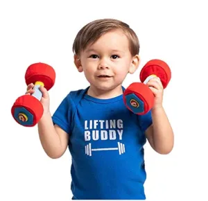 WOD Toys® Baby Dumbbell Plush Dumbell with Rattle & Sensory Sounds – Safe, Durable Fitness Toy for Newborns, Infants and Babies (2)