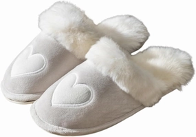 Women's and Men's Artificial Fluffy Slippers, Couple Plush Memory Foam Slippers, Ladies Warm Slip on Slippers with Faux Fur Lining, Winter Non-Slip Indoor House Shoes