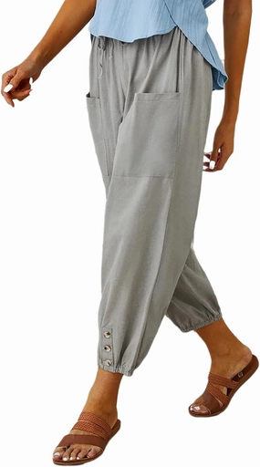 Women's Casual Lantern Tapered Harem Pants Loose Fit Style Flax Ankle Trousers Summer Baggy Slacks with Pocket