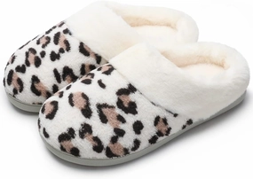 Women's Cozy House Slippers Memory Foam Furry Bedroom Slippers Anti-Slip Sole for Indoor Outdoor Use