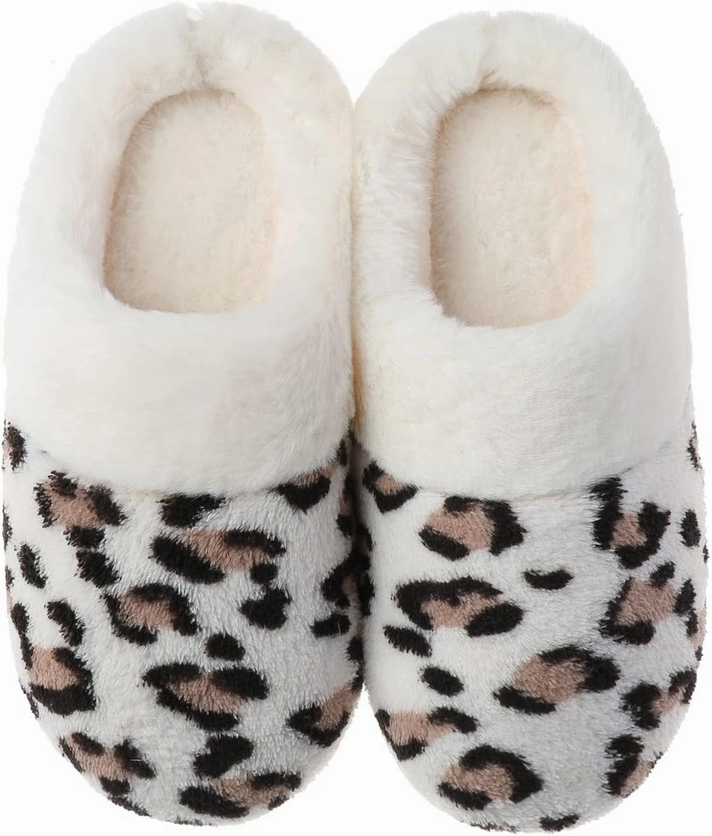 Women's Cozy House Slippers Memory Foam Furry Bedroom Slippers Anti-Slip Sole for Indoor Outdoor Use
