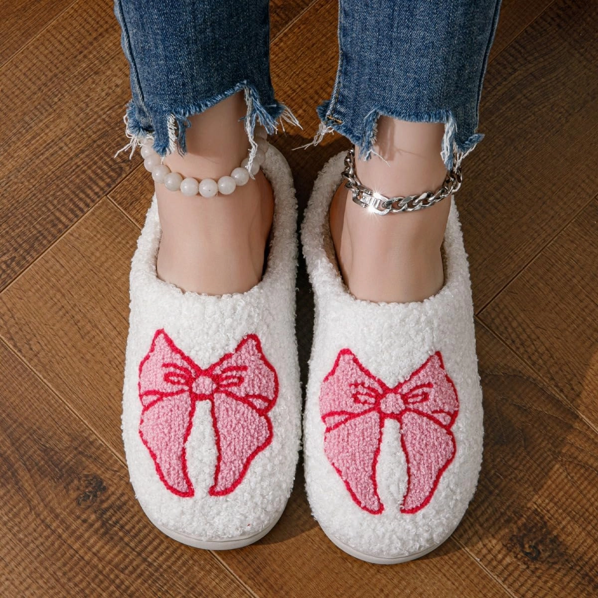 Women's Men's Cute Retro House Slippers Memory Foam Plush Fuzzy Indoor Shoes