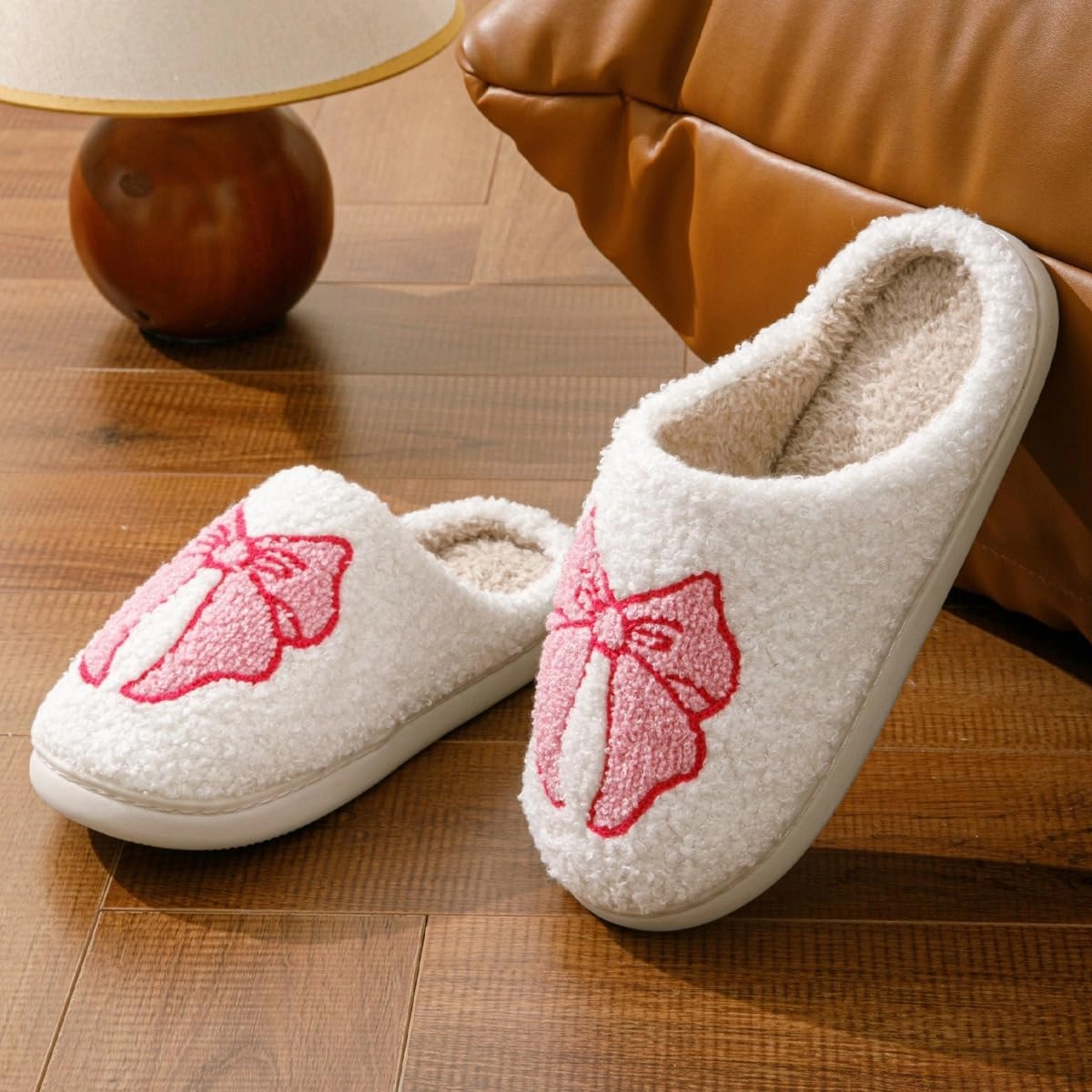Women's Men's Cute Retro House Slippers Memory Foam Plush Fuzzy Indoor Shoes