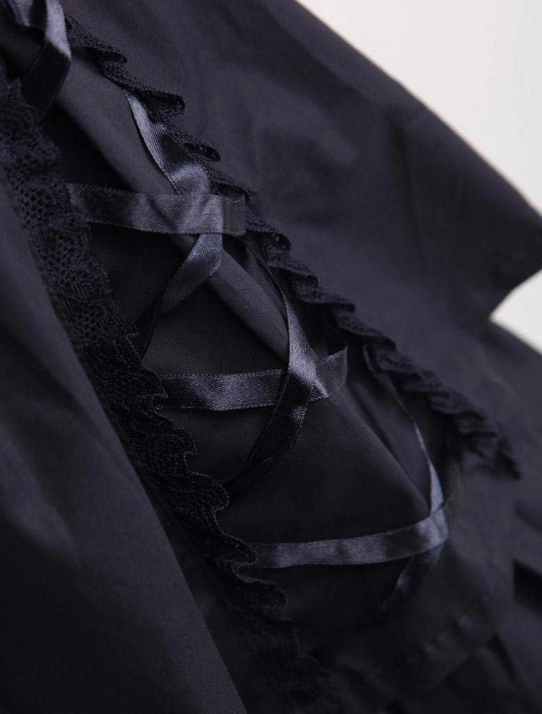 Womens Classic Black Layered Lace-up Goth Lolita Dress