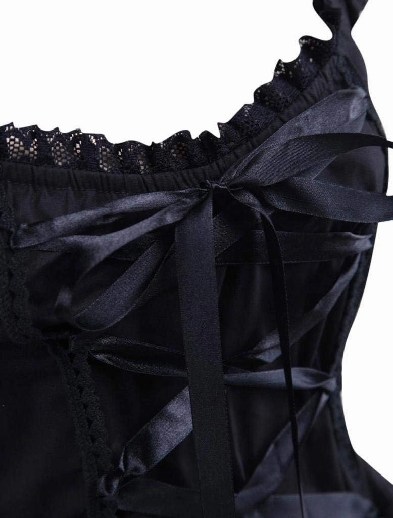 Womens Classic Black Layered Lace-up Goth Lolita Dress