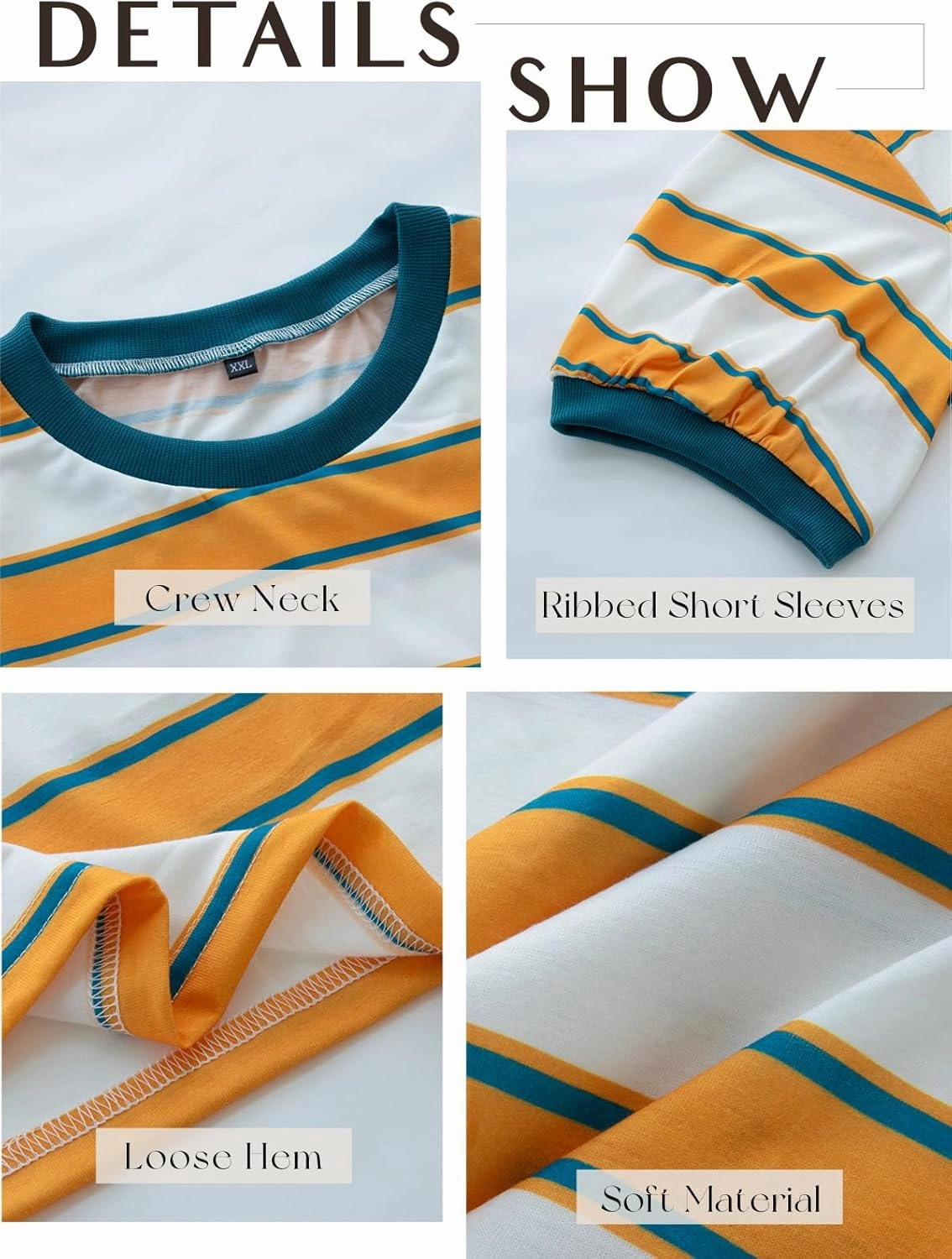 Womens Summer Tops Striped Color Block Short Sleeve T-Shirts Color Block Crewneck Casual Loose Basic Tee Blouses