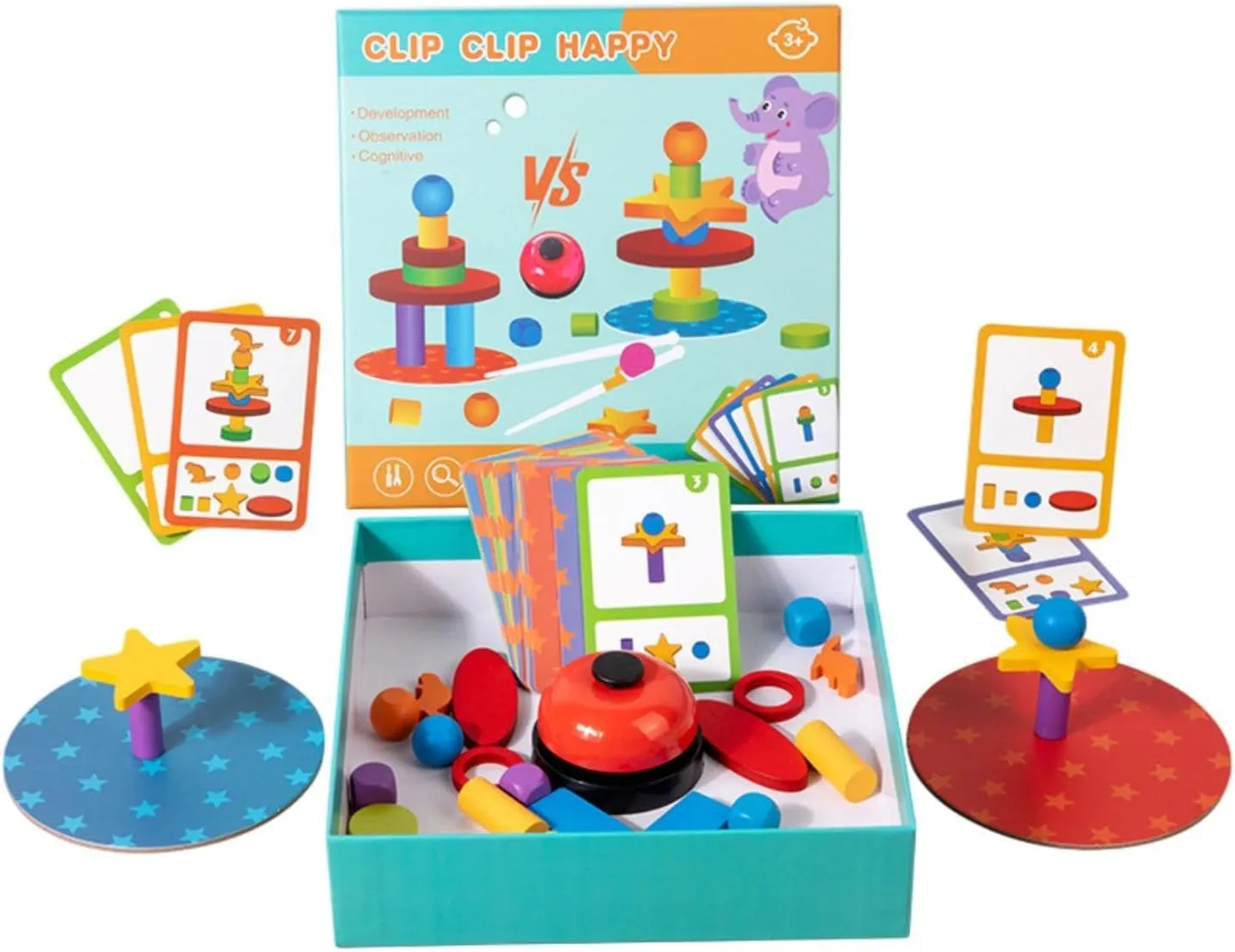 Wooden Blocks Set for Stacking and Family Games, Ideal for Ages 3 