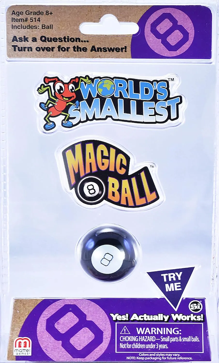 Worlds Smallest Magic 8 Ball - Miniature Version of The Classic Fortune Teller Toy. Fully Playable and Accurate to The Original - Includes 10 Positive, Negative, and Neutral Answers,SI514