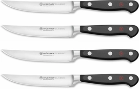 WÜSTHOF Classic 4-Piece Steak Knife Set, Black