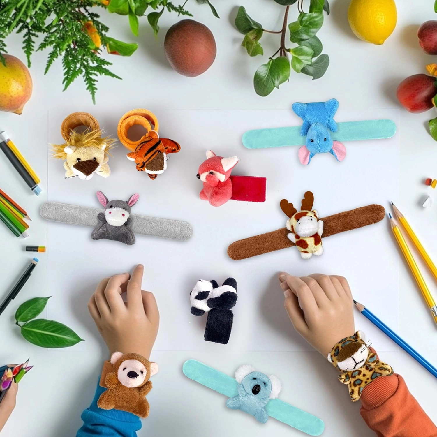 XIPEGPA 20 PCS Stuffed Animal Slap Bracelets Plush Slap Bracelets Toy Bulk for Boys Girls Birthday Gifts Classroom Rewards Party Favors