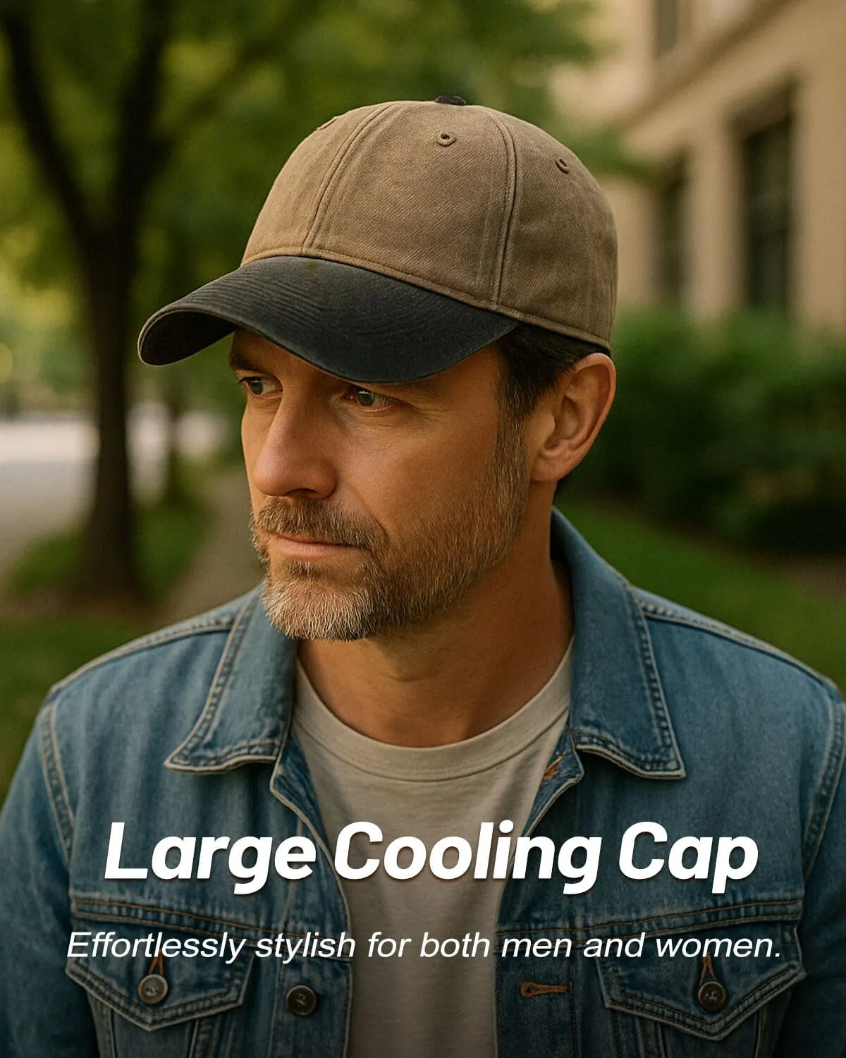 XXL Oversize Washed Denim Baseball Cap,Low Profile Jean Sports Cap for Big Heads 23.5"-25.5",Large Pigment Dyed Dad Hat