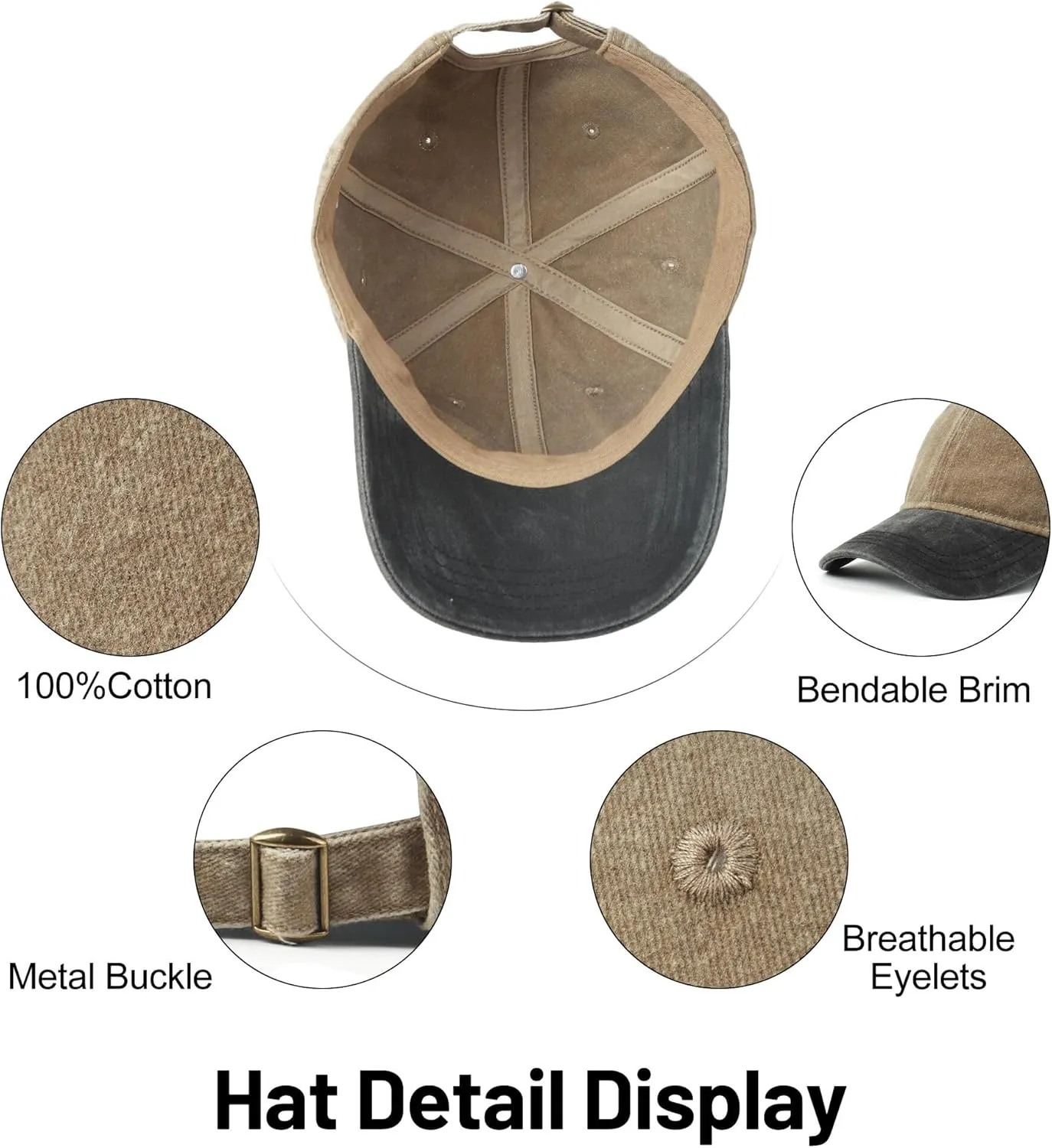XXL Oversize Washed Denim Baseball Cap,Low Profile Jean Sports Cap for Big Heads 23.5"-25.5",Large Pigment Dyed Dad Hat