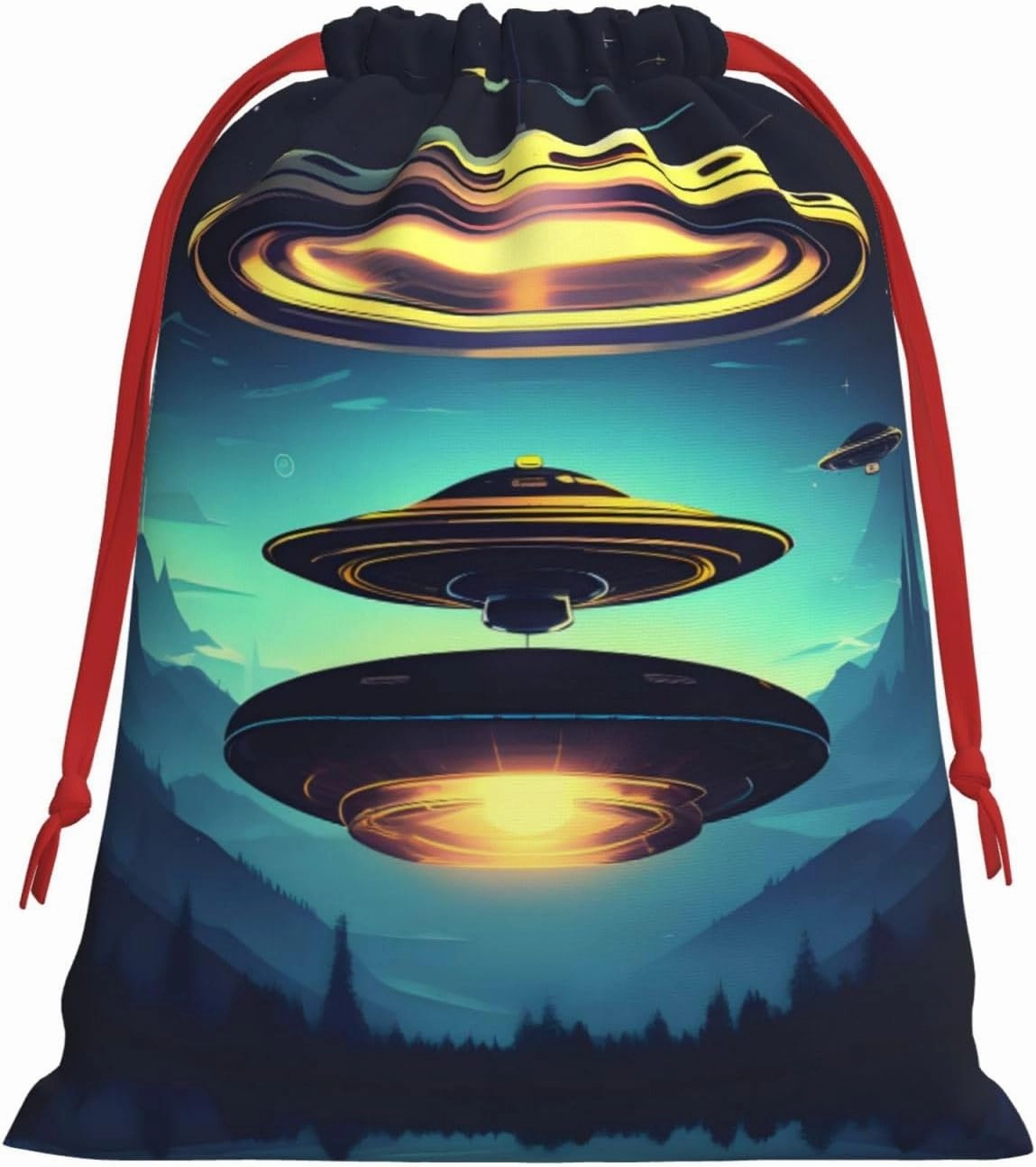 XZDZDG Spacecraft descend Soft Plush Drawstring Storage Bag for Festivals and Everyday Use