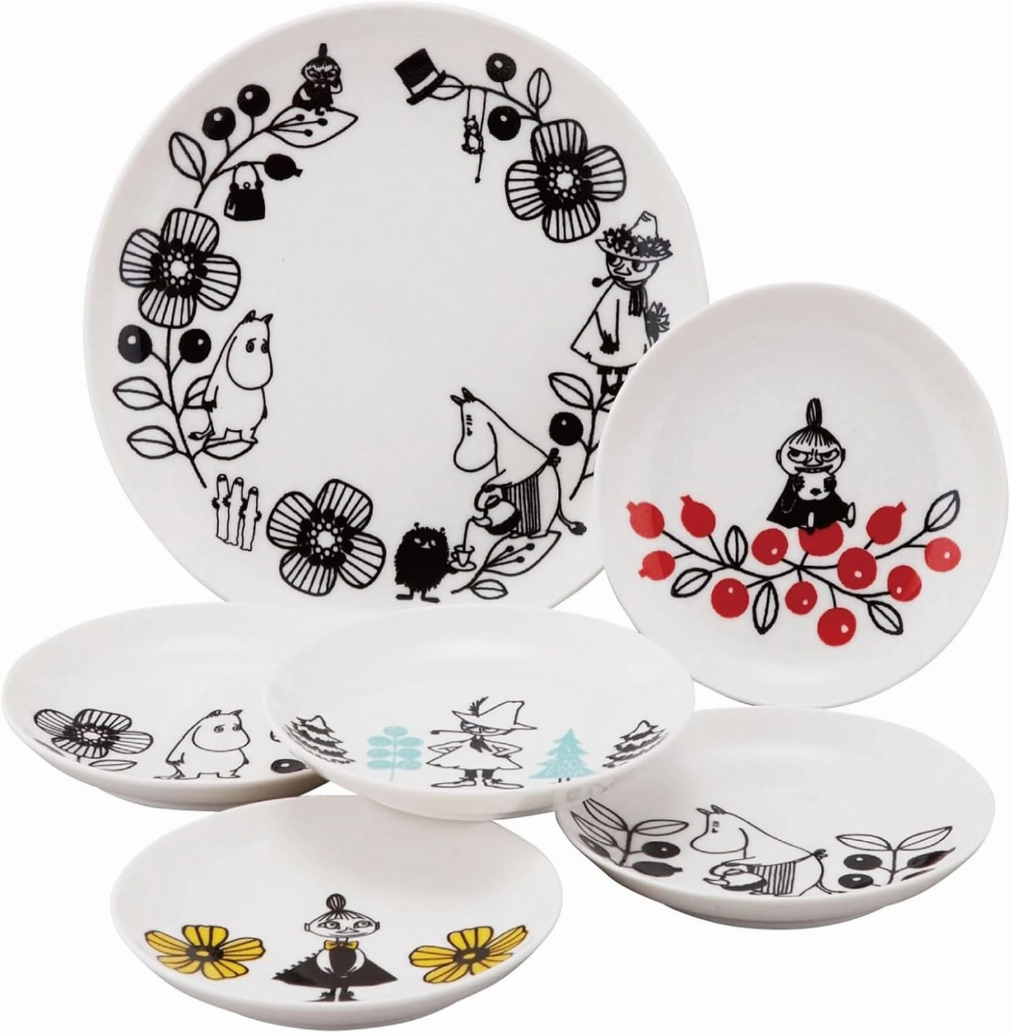 Yamaka Shoten MOOMIN MM1400-52 Moomin Valley Plate Plate, 6-piece Set, Microwave and Dishwasher Safe Goods, Scandinavia, Mother's Day, Gift, Tableware, Gift, Wedding Gift, Made in Japan