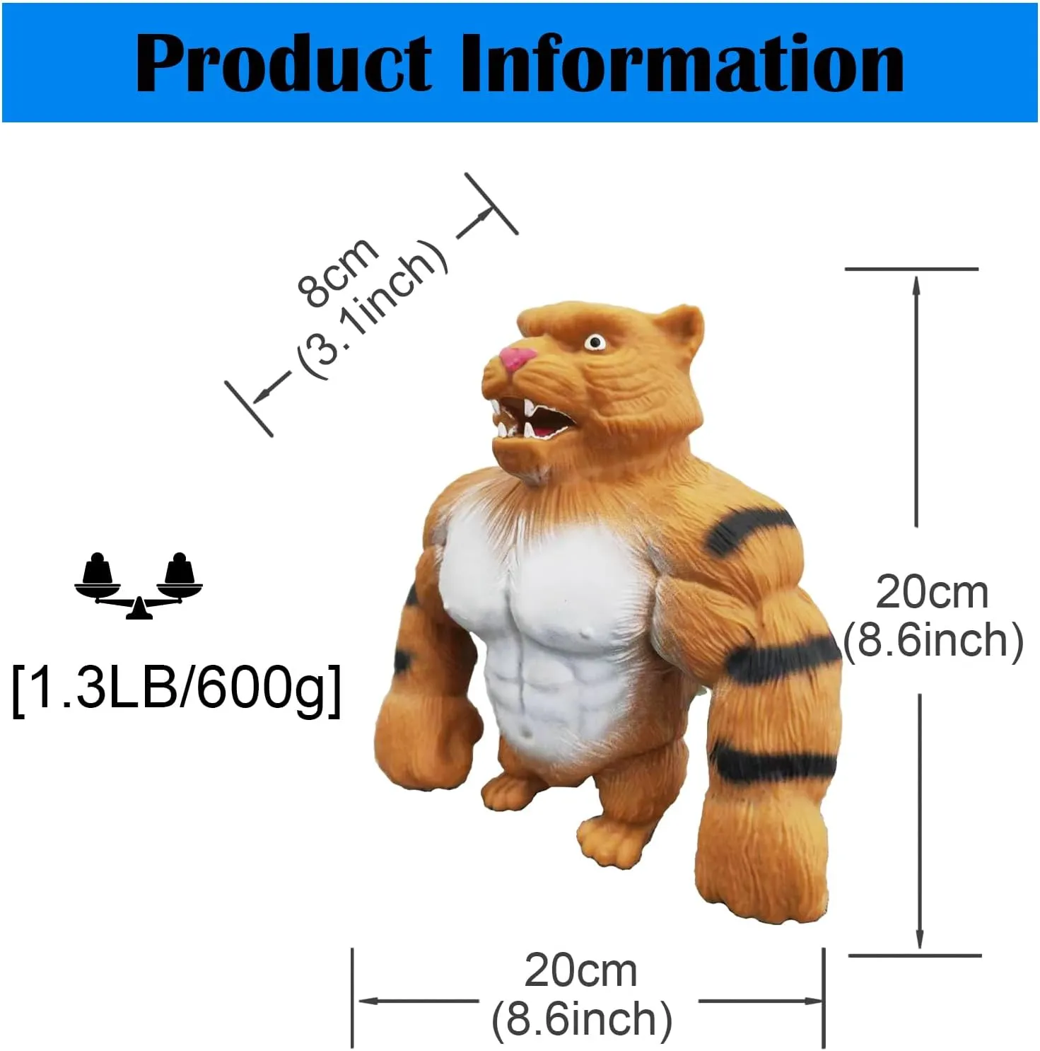 YANZHE Fun Stretchy Soft Animal Figure Toy, Sensory Stress Relief for Kids and Adults (Large Light Weight 1.3LB)