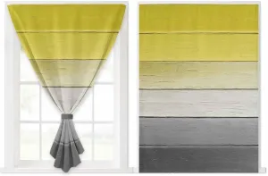 Yellow Gray Self Adhesive Blackout Curtains with Tiebacks,Portable Rod Pocket Living Room Darkening Curtains,Country Vintage Abstract Gradient Wooden Thermal Insulated Windows Cover,52Wx63H