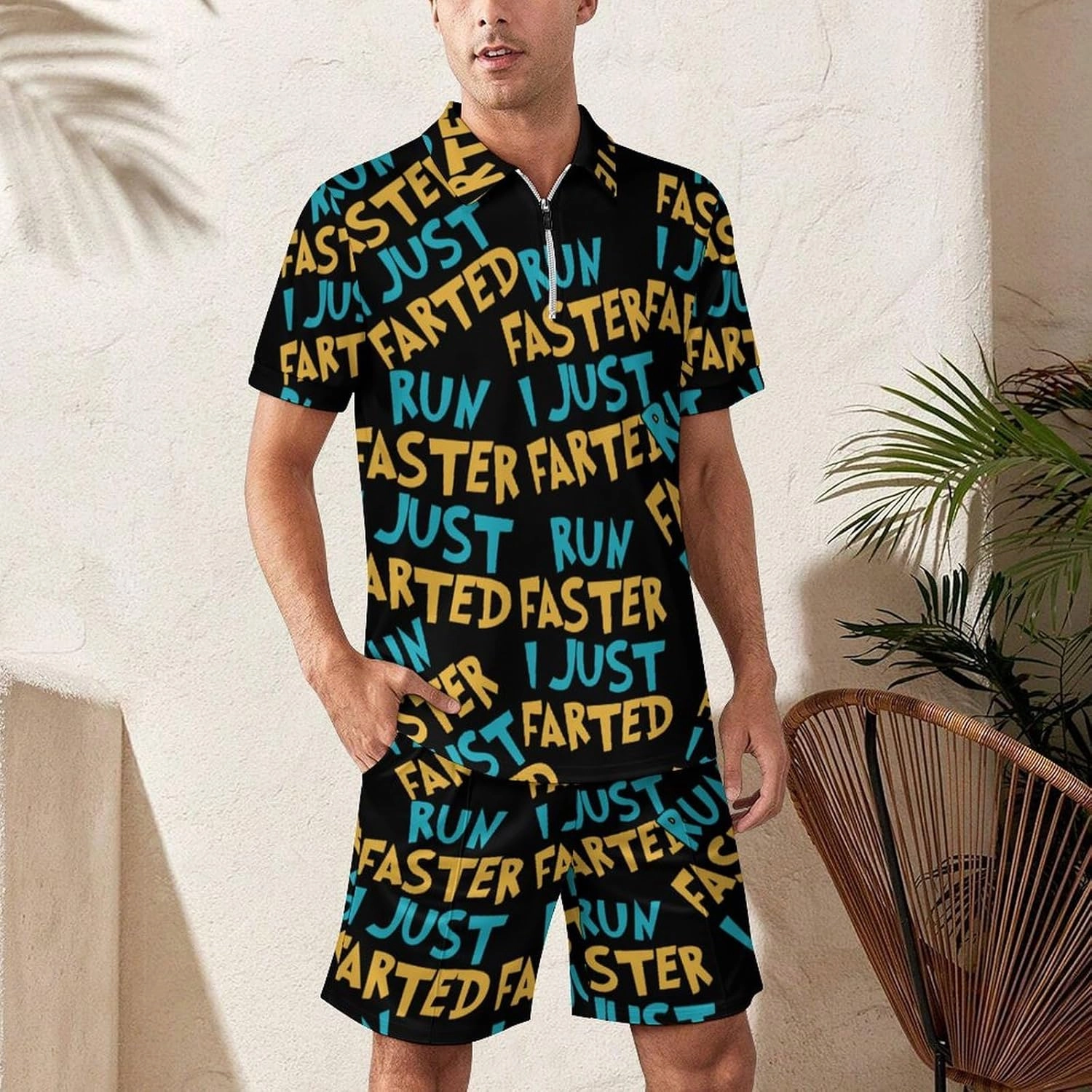 Yepp I Just Farted Fashion Mens Polo Shirts And Shorts Set Summer Outfits 2 Piece