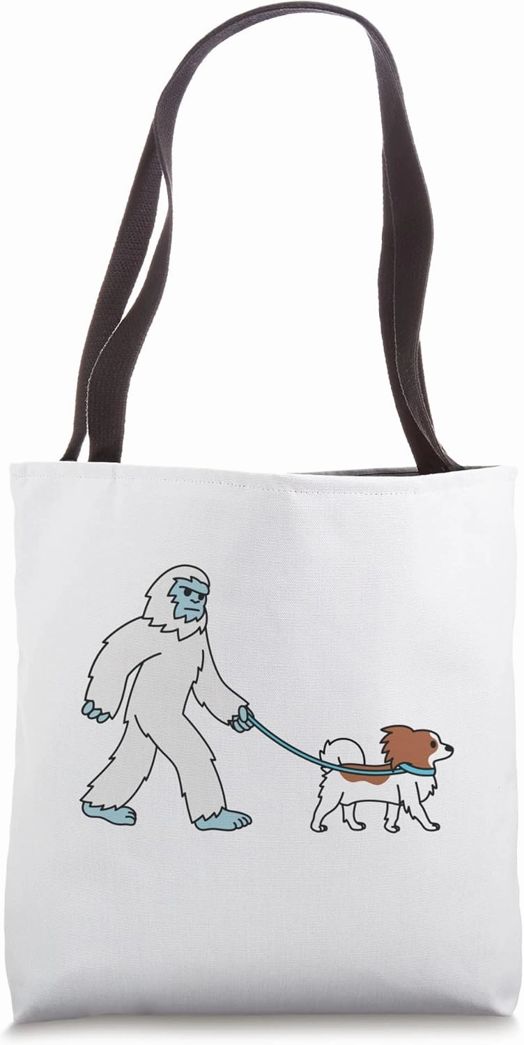 Yeti Walking Papillon Cryptozoology Dog Tote Bag