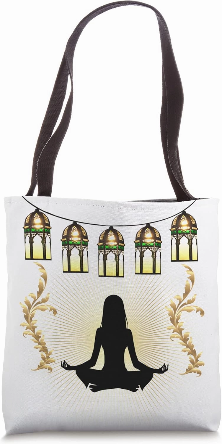 Yoga Diva Moroccan Mosaic Seated Lantern Design Tote Bag
