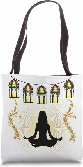 Yoga Diva Moroccan Mosaic Seated Lantern Design Tote Bag